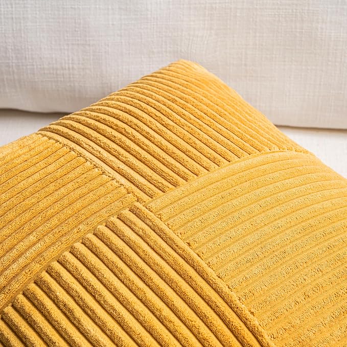 Fancy Homi 2 Packs Gold Yellow Samll Decorative Throw Pillow Covers 12x12 Inch - Image 3