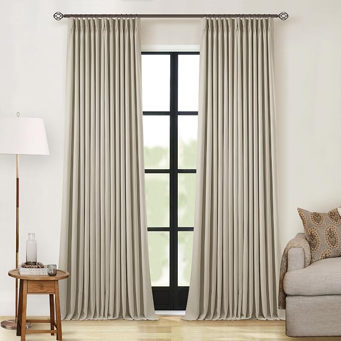 Burlywood Birch 100% Blackout Pinch Pleated Linen Curtains 126 Inches Long | - Image 8