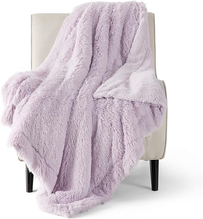 Bedsure GentleSoft Fuzzy Sherpa Faux Fur Twin Blanket Lavender Purple Cozy Gifts by Unknown