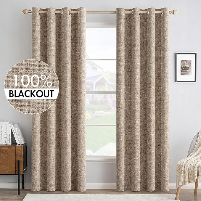 MIULEE 100% Blackout Linen Curtains by MIULEE