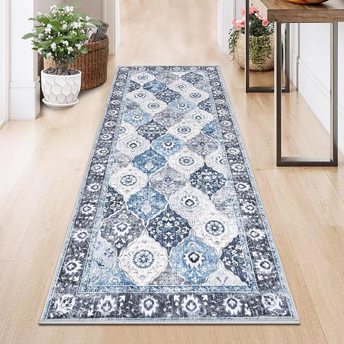 HEBE Hallway Runner Rug 2'x5', Washable Non Slip Kitchen Rug Runner | Soft Boho - Image 7