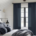 Navy Blue Linen Pinch Pleated Curtains 108 Inches Long 2 Panels | Light by Twodrapes