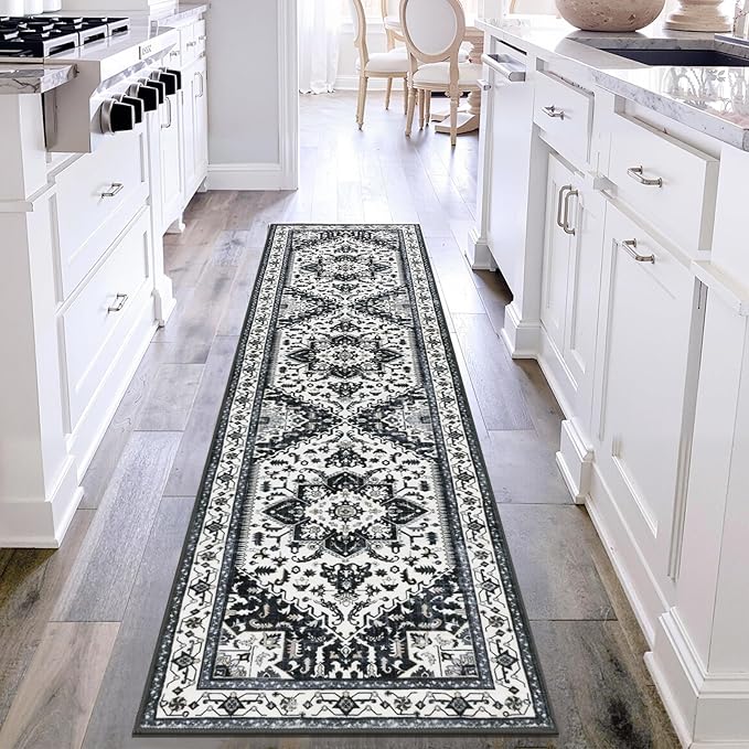Yamaziot Washable Runner Rug, 2x8 Non-Slip Boho Vintage Hallway Kitchen Rug | - Image 6