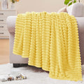 BEDELITE 3D Ribbed Light Yellow Fleece Twin Blanket by BEDELITE