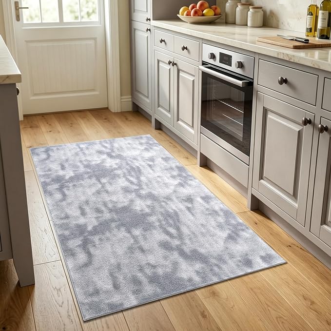 3x5 Tie-dye Light Grey Area Rug Washable Non-Slip Soft - Image 2