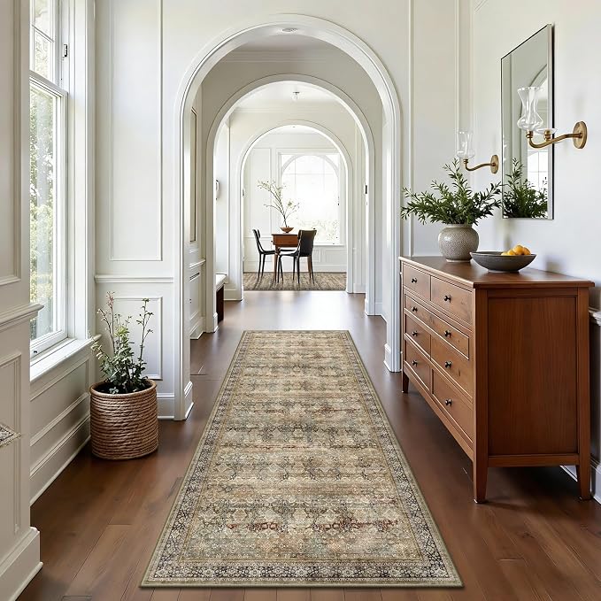2x6 Hallway Runner Rug, Washable Vintage Retro Long Runner Rugs - Image 5