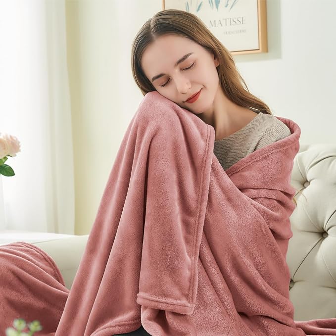BEDELITE Fleece Blanket Soft Plush Twin Size Blanket Dusty Pink 60"x80" | Ultra - Image 3