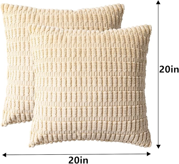 Aegero Pack of 2 Corduroy Decorative Throw Pillow Covers 20x20 Inch - Image 7