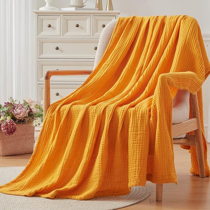 EMME Muslin Blankets for Adults Throw Blanket for Couch Breathable Gauze Soft - Image 6