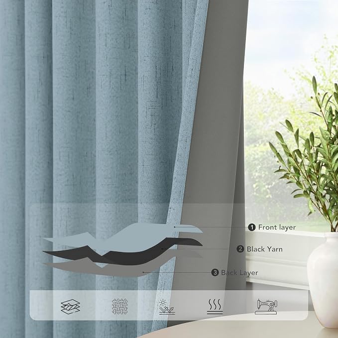 Light Blue Room Darkening Curtains - Image 5