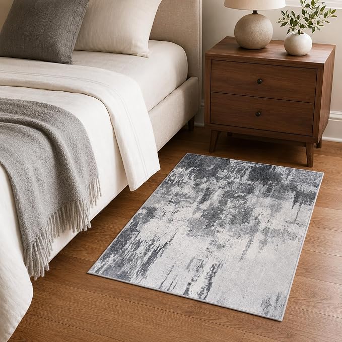 Entrance Rugs Indoor 2x3 Dark Grey Entry Rug Washable Abstract Small Area Rug - Image 2