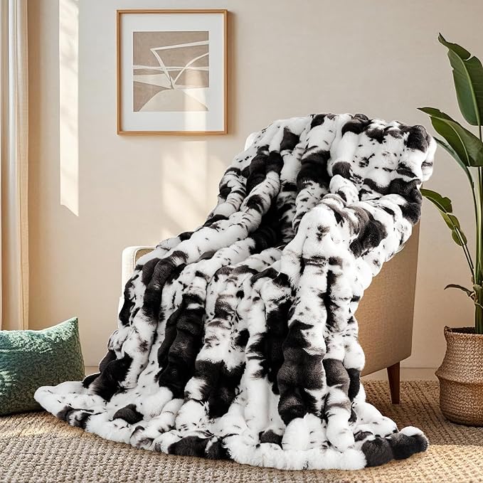 Cow Print Blanket for Couch, Faux Fur Throw Blanket, Super Heavy Warm Cozy - Image 8