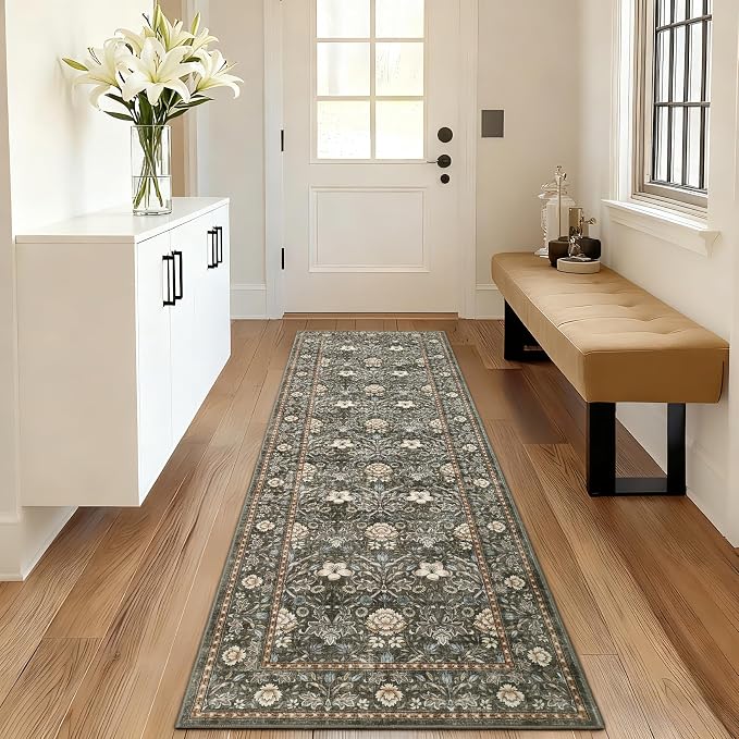 GarveeHome Washable Runner Rug 2x6, Non Slip Floral Kitchen Runner by GarveeHome