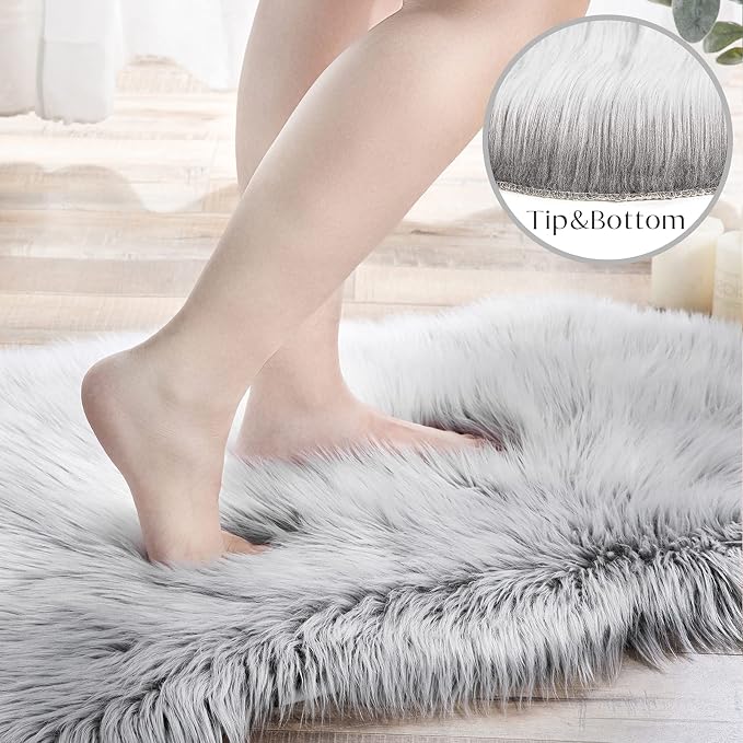 Ashler Faux Fur Rug, Fluffy Shaggy Ultra Soft 2 x 3 Feet Sheepskin Fur Rug - Image 2