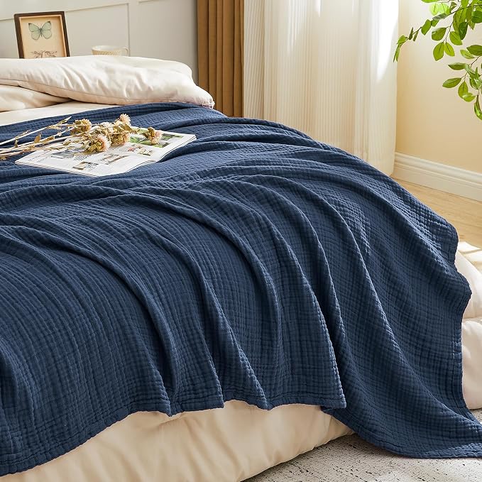 EMME Muslin Blankets for Adults Throw Blanket for Couch Breathable Gauze Soft - Image 3