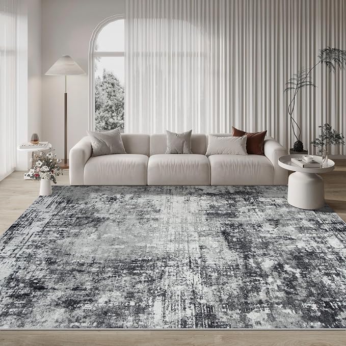 9x12 Area Rugs for Living Room Bedroom Dining Room Washable Black Grey | Soft - Image 9