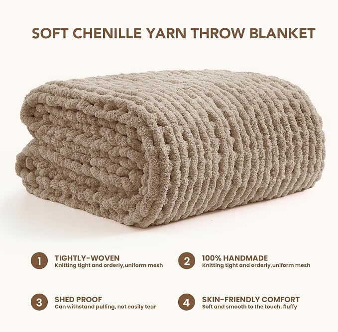 L'AGRATY Chunky Knit Throw Blanket - Image 3
