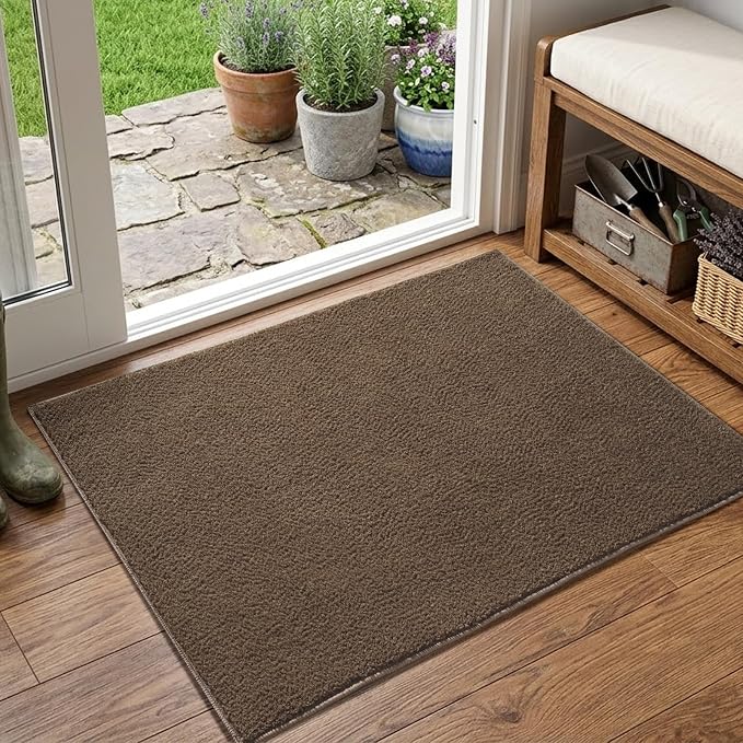 2x3 Beige Brown Solid Area Rug Washable Non-Slip by Unknown