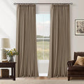 Light Brown 100% Blackout Linen 100 Inch Bedroom Curtains 2 Panels, Latte | by Twodrapes