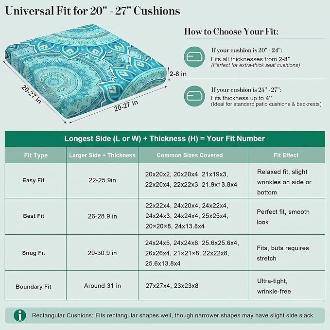 8Pcs Patio Cushion Covers Stretch Outdoor Furniture Protector Slipcovers | - Image 3