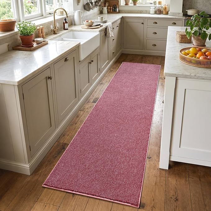 2x6 Red/White Runner Rug Washable Non-Slip by Unknown