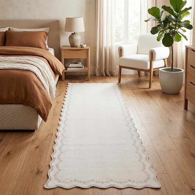 GarveeHome 2.5x10 Scalloped Washable Runner Rug Long Hallway Kitchen Rug | Soft by GarveeHome