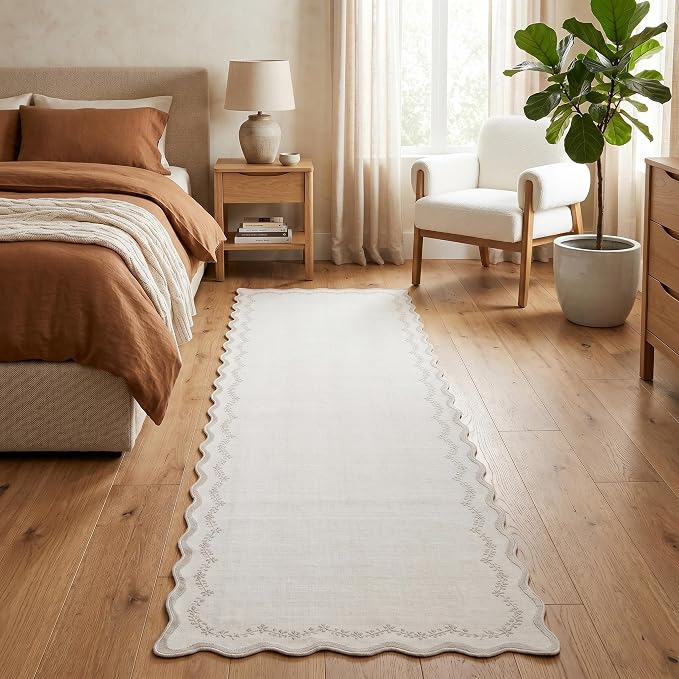 GarveeHome 2.5x8 Scalloped Washable Runner Rug Non Slip Hallway Kitchen Rug | by GarveeHome