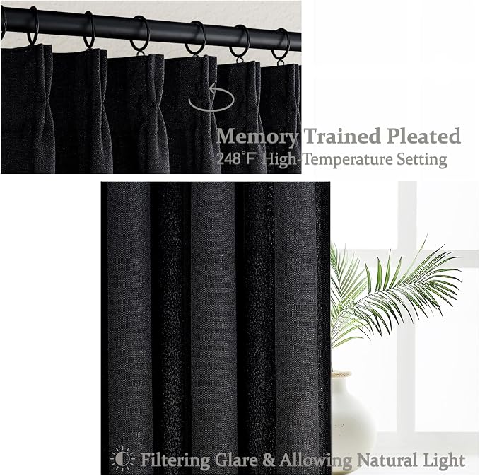 Modern Pinch Pleated Black Curtains - Image 4