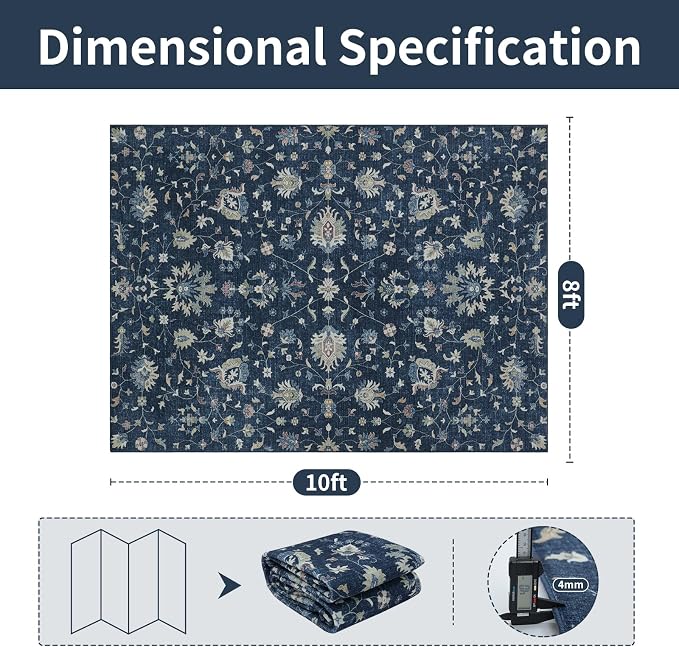 8x10 Boho Washable Area Rugs for Living Room, Dining Room, Nursery | Ultra Soft - Image 2