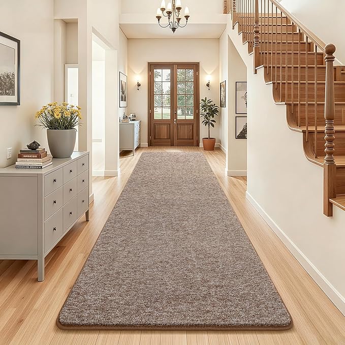 3x8 Runner Rug for Hallway, Long Runner Rugs Non Slip, Matte Brown | Soft by AROGANAREARUG