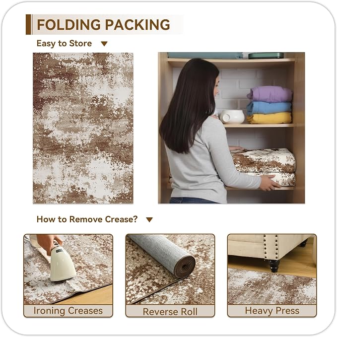 Brown Washable Rug 5x7 Area Rugs - Image 8