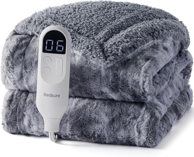 Bedsure Faux Fur Heated Blanket Throw Blanket, Fast Heating Electric Blanket - Image 9