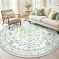 RELEANY Washable Area Rug, Round 6ft, Water Repellent, Pet Friendly, Vintage by RELEANY