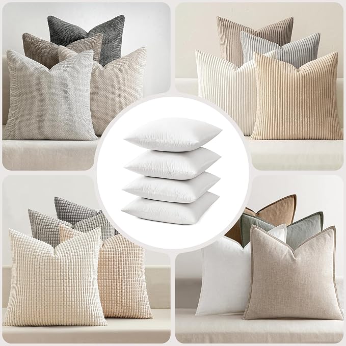MIULEE 20x20 Pillow Inserts, Double-Layer Down-Proof Cotton Cover, Decorative - Image 4
