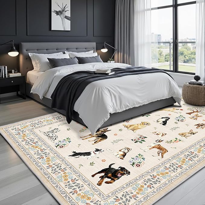 Beige Area Rug 8x10 for Living Room Bedroom | Stain Resistant; Soft; Non - Image 6
