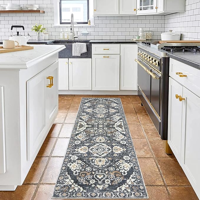 HEBE Hallway Runner Rug 2'x6', Washable Non Slip Kitchen Rug Runner | Soft Boho - Image 7