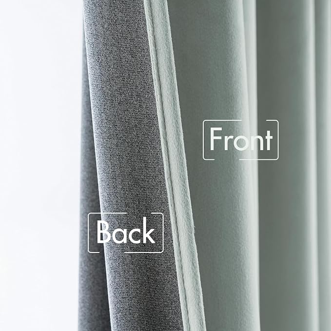 MIULEE Velvet Curtains 52x84 inches 2 Panels Misty Blue Blackout Curtains | - Image 6