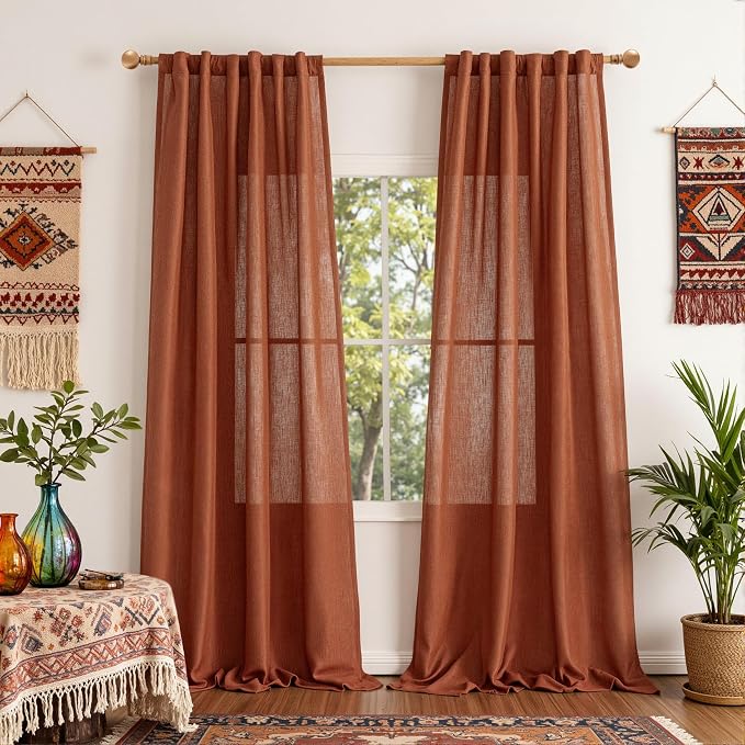MYSKY HOME Extra Long Curtains for Living Room 96 Inches Light Filtering Semi by MYSKYHOME