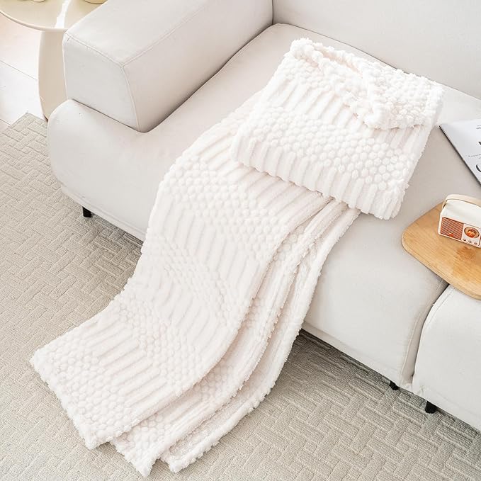 60x80 Inch Beige Twin Blanket - Image 4