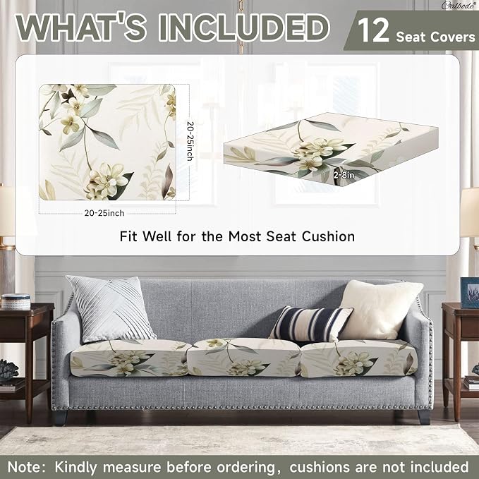 CALBODE 12 Pcs Stretch Indoor/Outdoor Seat Cushion Covers, - Image 2