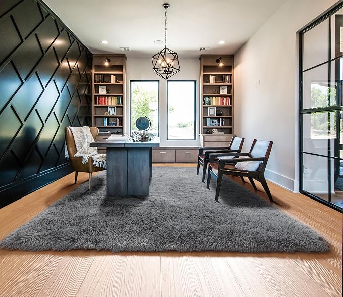 Grey 8x10 Area Rugs for Living Room, Ultra Soft Plush Thick Shaggy Big Floor - Image 9