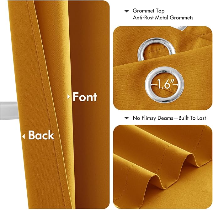 MIULEE Blackout Curtains for Bedroom 2 Panel 40x54 Inch Long Mustard Yellow | - Image 4