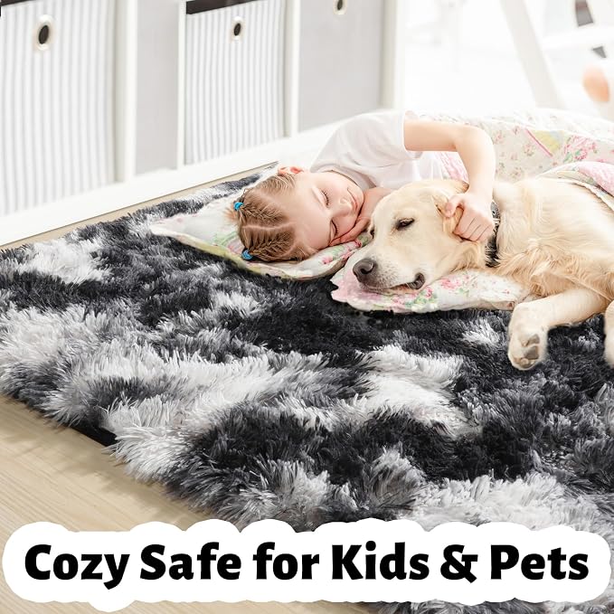 Amdrebio Black White Grey Cool Area Rug 4x6 - Image 7