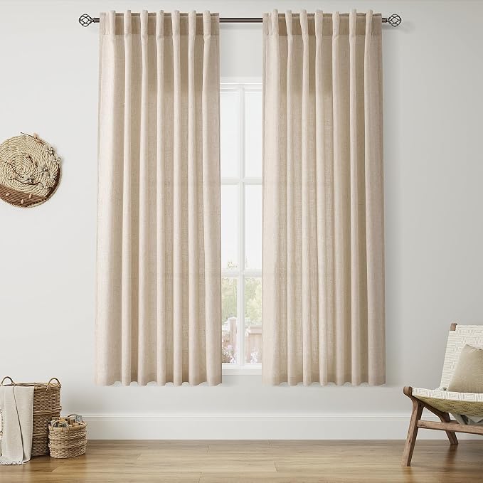 Grey Flax Curtains 63 Inch Length by Nanspring