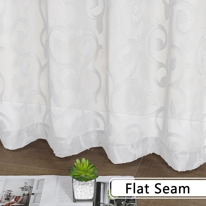 Furman Sheer Curtains 72 inches Long 2 Panels Set, Light Filtering Top Rod - Image 7