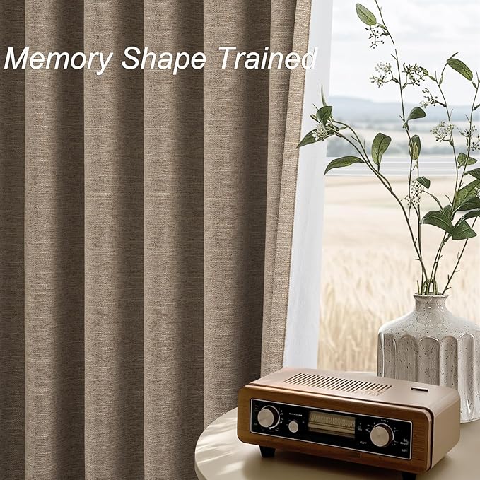 Topfinel Linen Blackout Curtains 96 Inch Long, Light Blocking Rustic Neutral - Image 4
