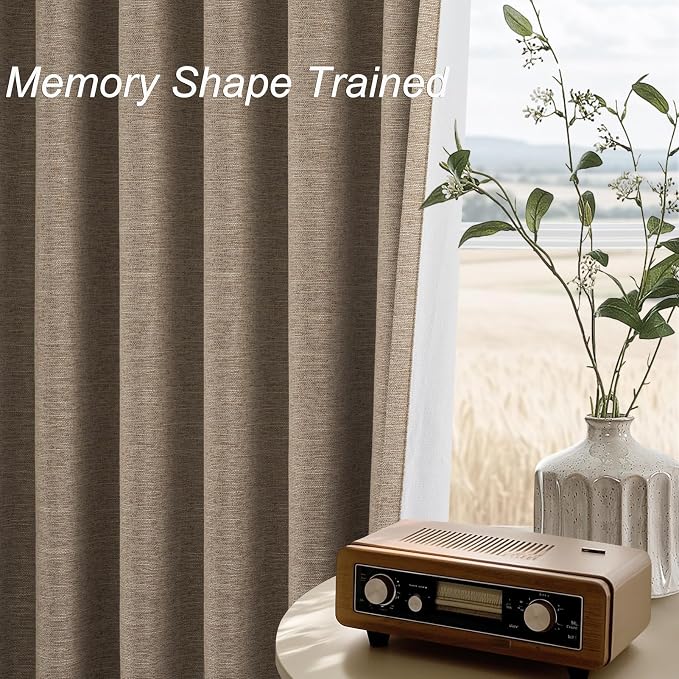 Topfinel Greige 90 Inches Long Blackout Natural Linen Curtains - Image 4
