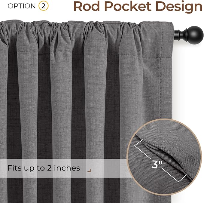 INOVADAY 100% Blackout Linen Curtains - Image 4