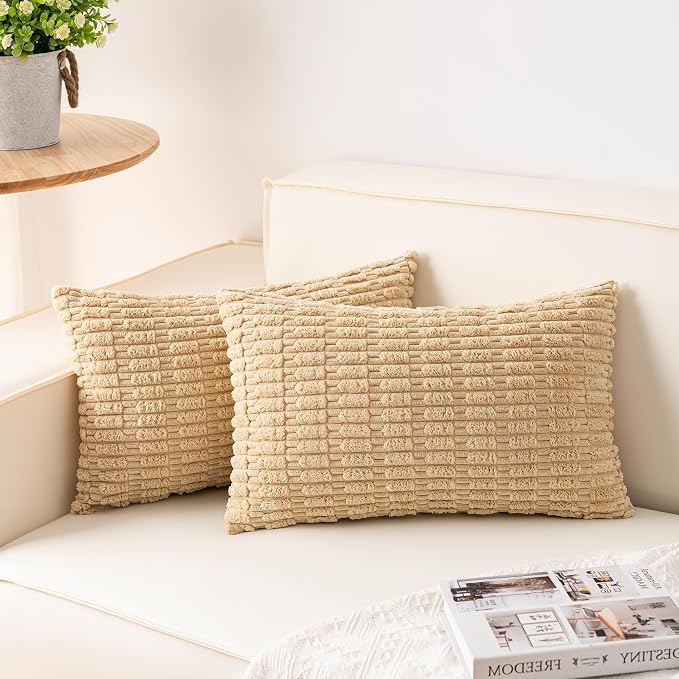 Aegero Pack of 2 Corduroy Decorative Throw Pillow Covers 12x24 Inch by Unknown