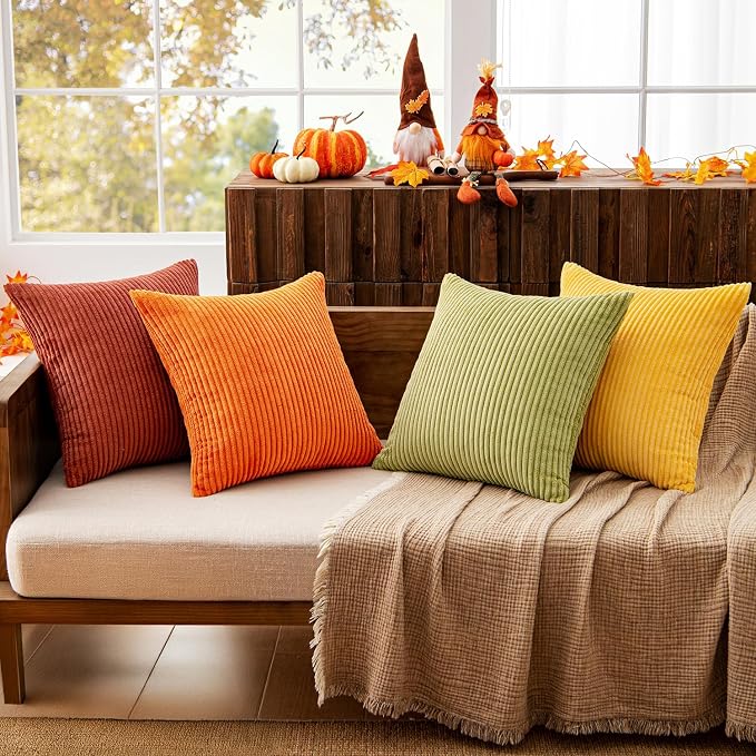 MIULEE Fall Decorative Throw Pillow Covers Yellow Orange Rust 20x20 | Set of 4 - Image 2